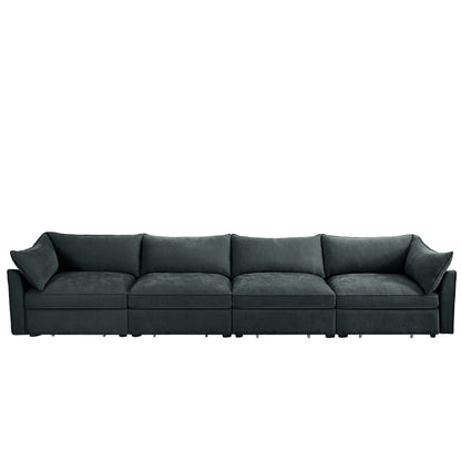 Super Large Wide & Deep Seat 4-Seater Sofa Couch with Storage Pull Out Drawer Under Each Seat