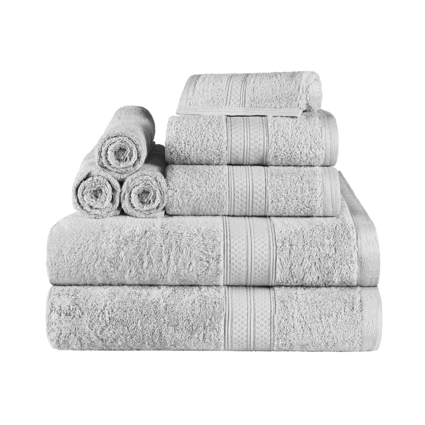 Hochwertiges 8-teiliges Badetuch-Set, Viskose aus Bambus und Baumwolle