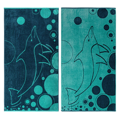 Mystic Dolphin Übergroßes 2-teiliges Strandtuch-Set aus Baumwolle von Superior