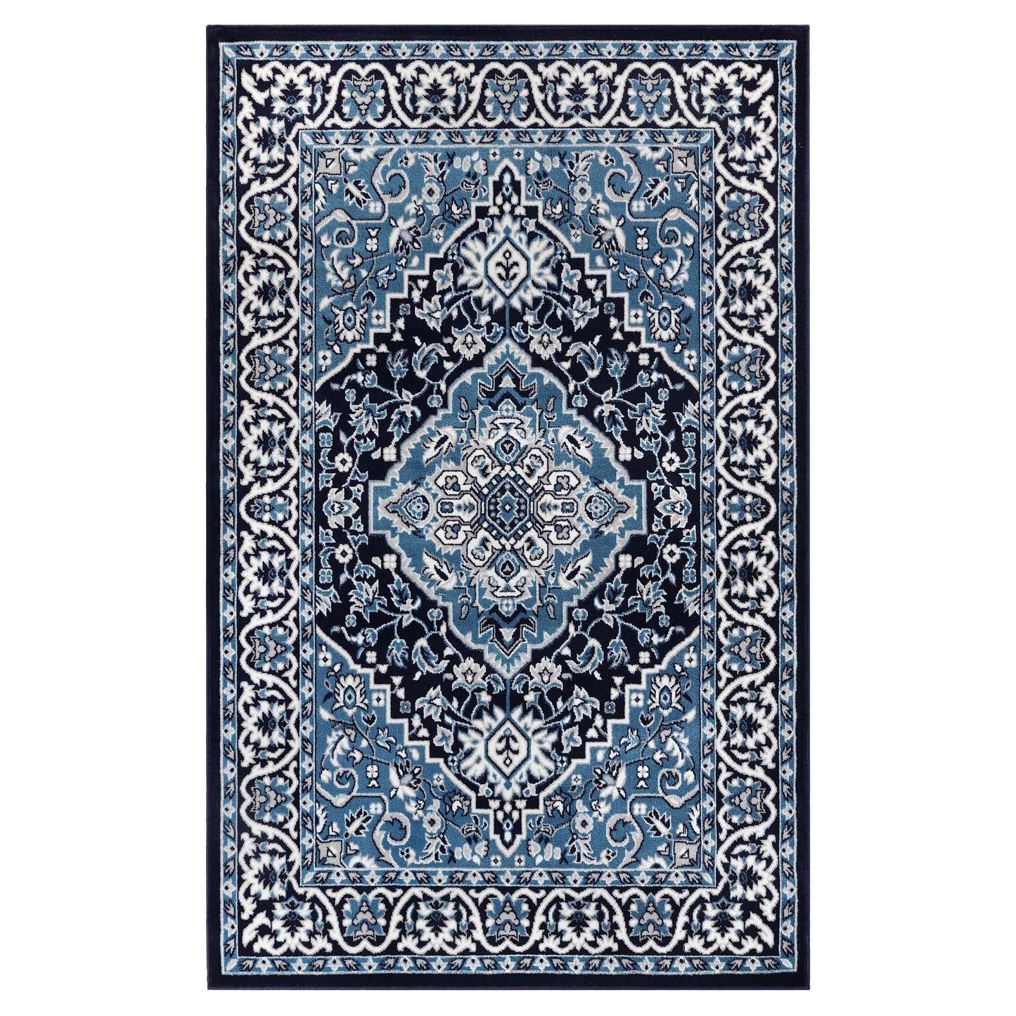 Hochwertiger Teppich Glendale mit Blumenmedaillon für den Innenbereich