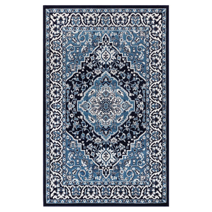 Hochwertiger Teppich Glendale mit Blumenmedaillon für den Innenbereich
