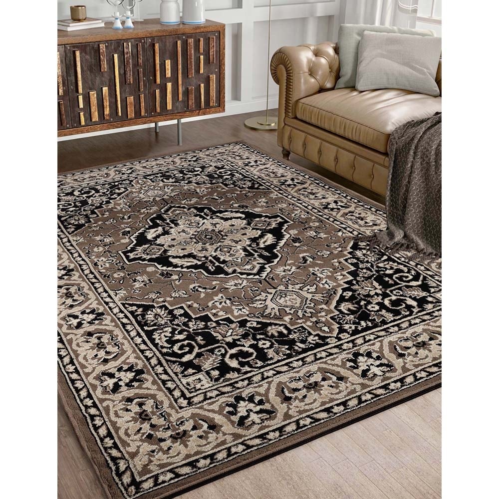 Hochwertiger Teppich Glendale mit Blumenmedaillon für den Innenbereich