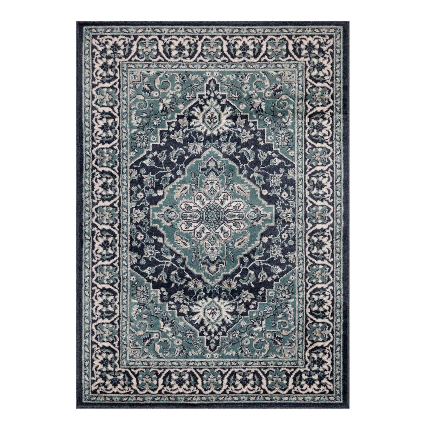 Hochwertiger Teppich Glendale mit Blumenmedaillon für den Innenbereich