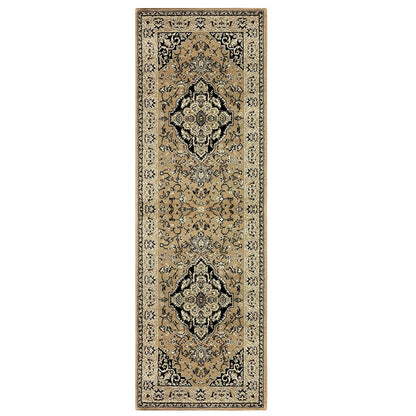 Hochwertiger Teppich Glendale mit Blumenmedaillon für den Innenbereich