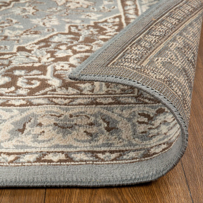 Hochwertiger Teppich Glendale mit Blumenmedaillon für den Innenbereich