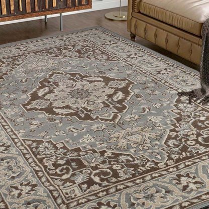 Hochwertiger Teppich Glendale mit Blumenmedaillon für den Innenbereich