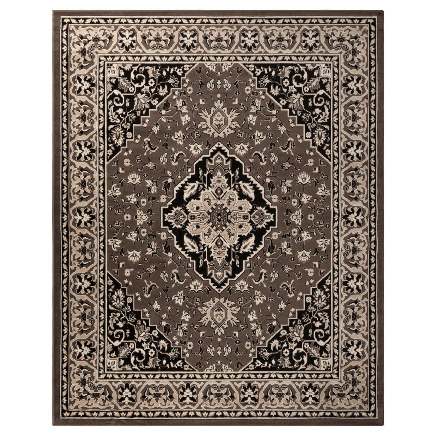 Hochwertiger Teppich Glendale mit Blumenmedaillon für den Innenbereich