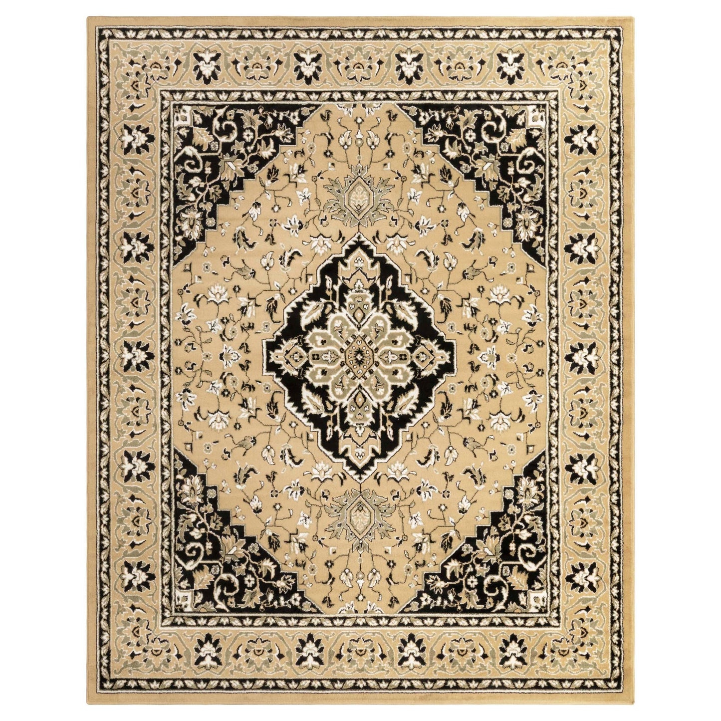Hochwertiger Teppich Glendale mit Blumenmedaillon für den Innenbereich