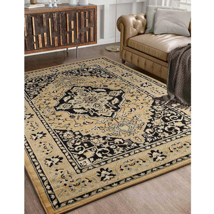 Hochwertiger Teppich Glendale mit Blumenmedaillon für den Innenbereich