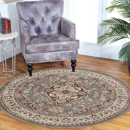 Hochwertiger Teppich Glendale mit Blumenmedaillon für den Innenbereich