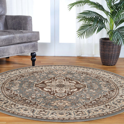Hochwertiger Teppich Glendale mit Blumenmedaillon für den Innenbereich