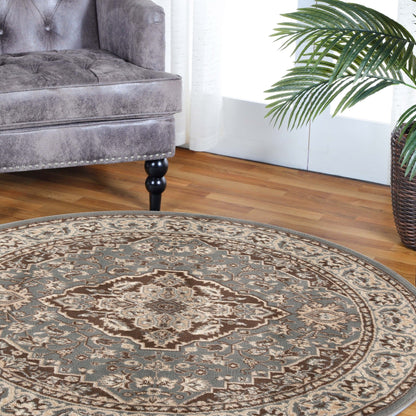Hochwertiger Teppich Glendale mit Blumenmedaillon für den Innenbereich