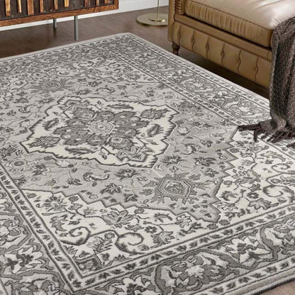 Hochwertiger Teppich Glendale mit Blumenmedaillon für den Innenbereich