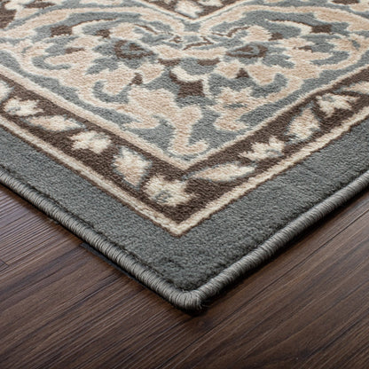 Hochwertiger Teppich Glendale mit Blumenmedaillon für den Innenbereich