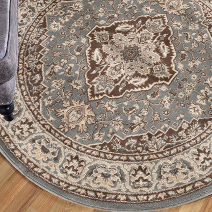 Hochwertiger Teppich Glendale mit Blumenmedaillon für den Innenbereich