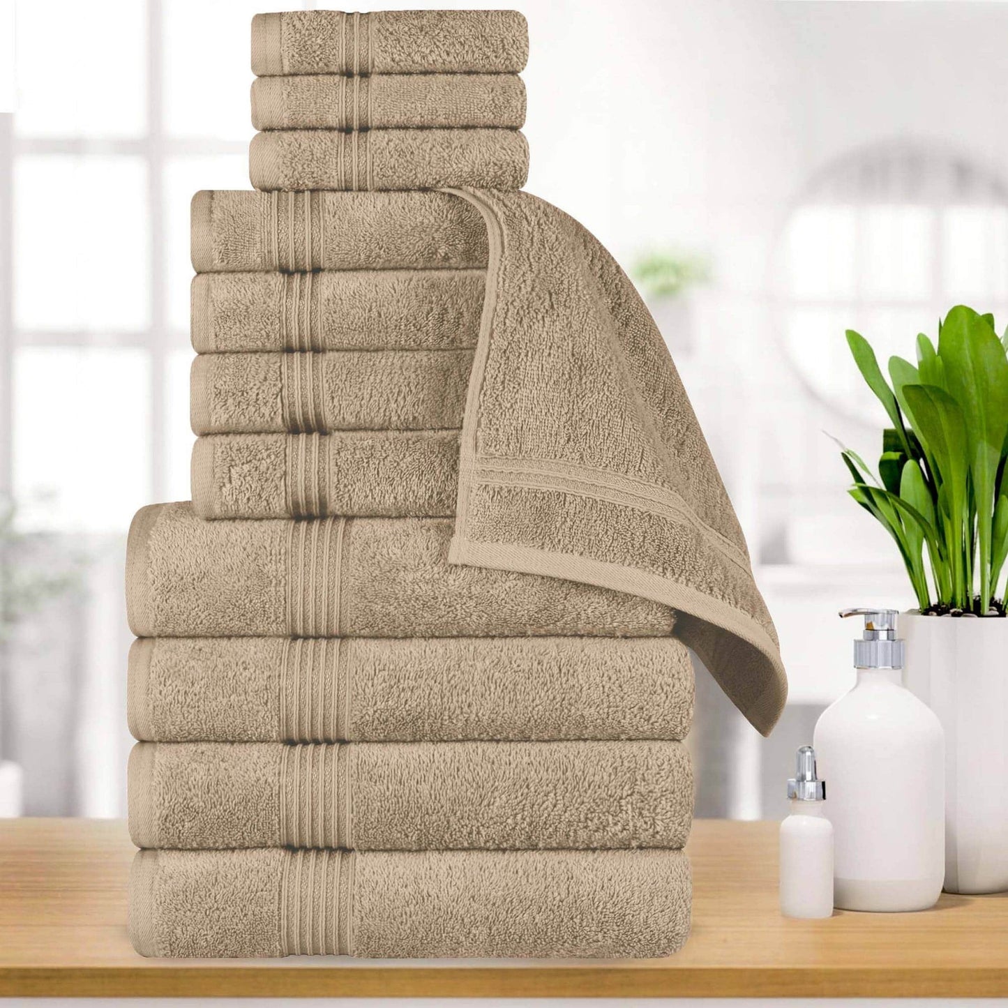 Superior Heritage saugfähiges Handtuchset aus ägyptischer Baumwolle, 12-teilig