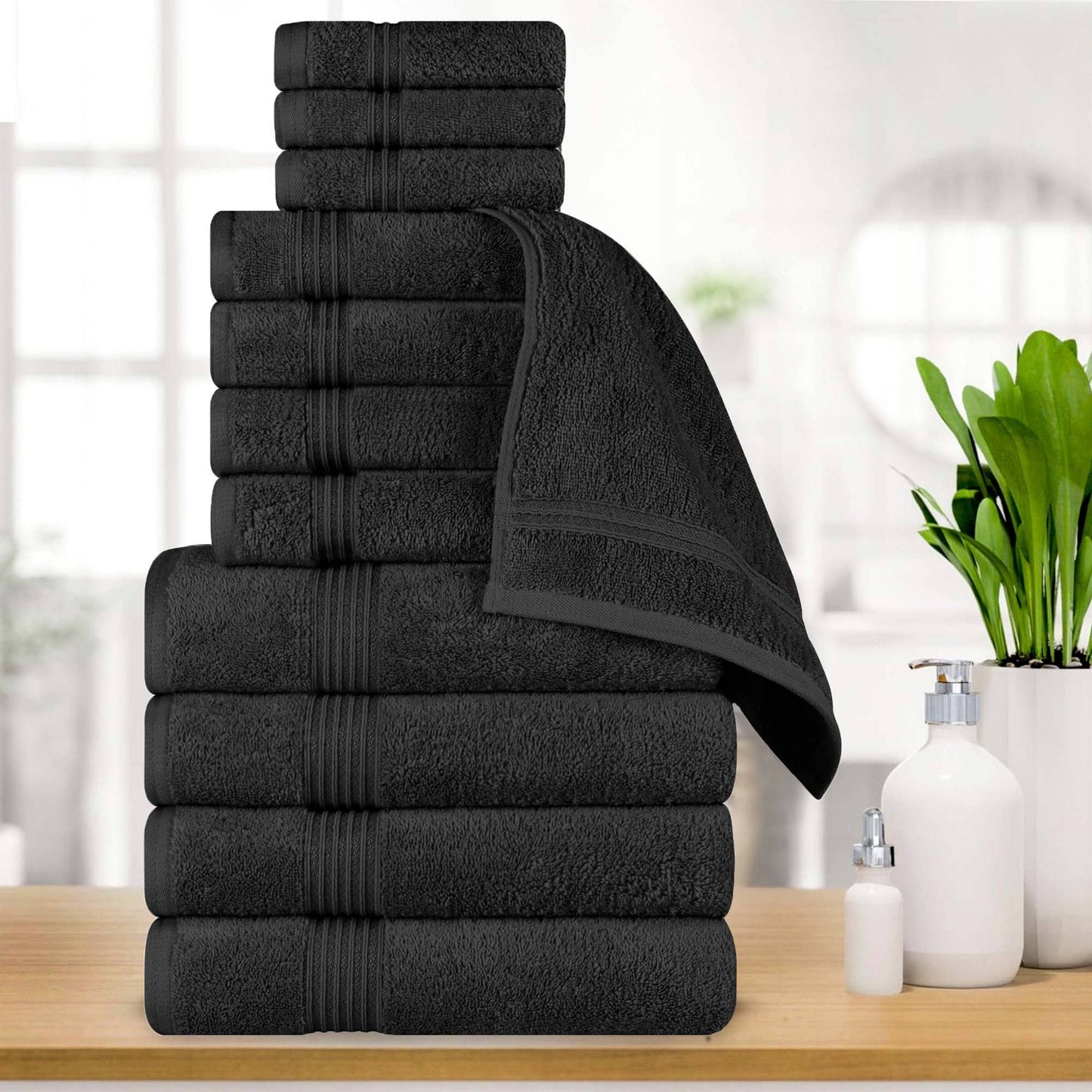 Superior Heritage saugfähiges Handtuchset aus ägyptischer Baumwolle, 12-teilig