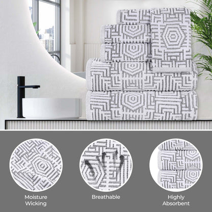Superior Jasper Cotton Modern Jacquard Soft 3-teiliges Badezimmerhandtuch-Set