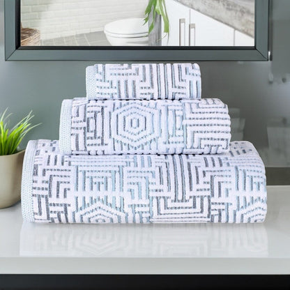 Superior Jasper Cotton Modern Jacquard Soft 3-teiliges Badezimmerhandtuch-Set