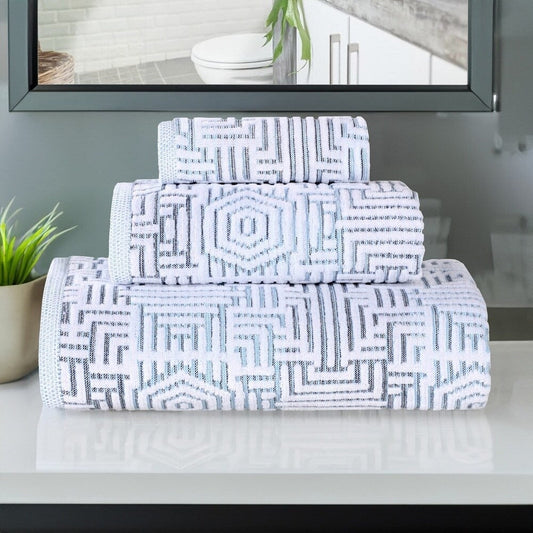 Superior Jasper Cotton Modern Jacquard Soft 3-teiliges Badezimmerhandtuch-Set