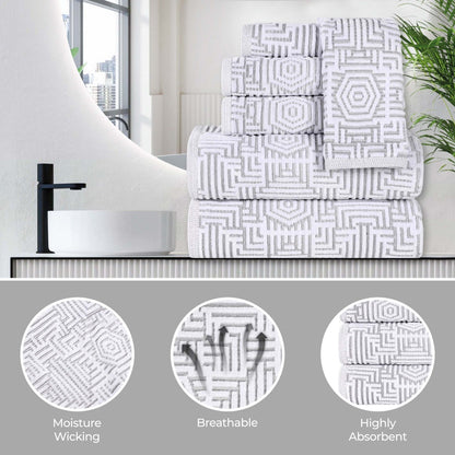 Superior Jasper Cotton Modern Jacquard Soft 3-teiliges Badezimmerhandtuch-Set