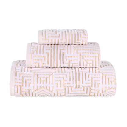 Superior Jasper Cotton Modern Jacquard Soft 3-teiliges Badezimmerhandtuch-Set