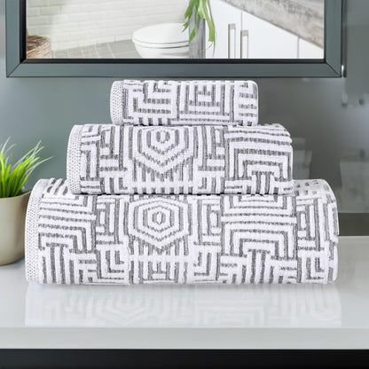 Superior Jasper Cotton Modern Jacquard Soft 3-teiliges Badezimmerhandtuch-Set