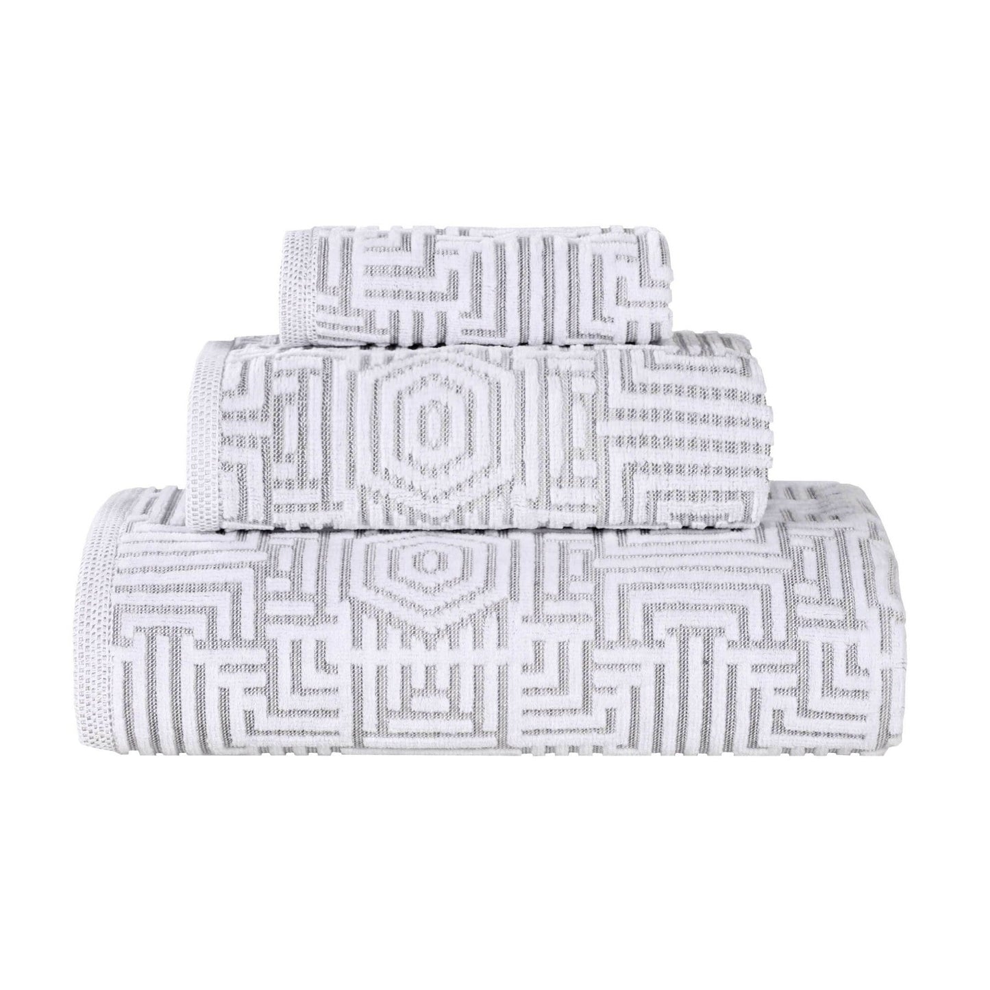 Superior Jasper Cotton Modern Jacquard Soft 3-teiliges Badezimmerhandtuch-Set