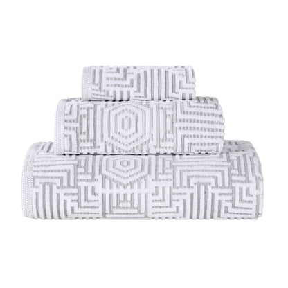 Superior Jasper Cotton Modern Jacquard Soft 3-teiliges Badezimmerhandtuch-Set