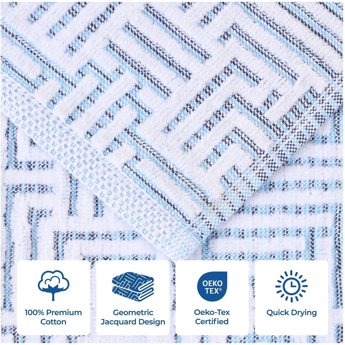 Superior Jasper Cotton Modern Jacquard Soft 3-teiliges Badezimmerhandtuch-Set