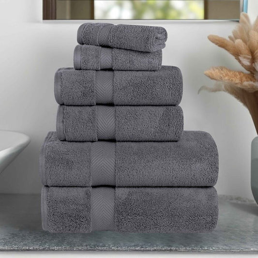 6-teiliges Handtuchset aus äußerst weicher und saugfähiger Zero Twist-Baumwolle