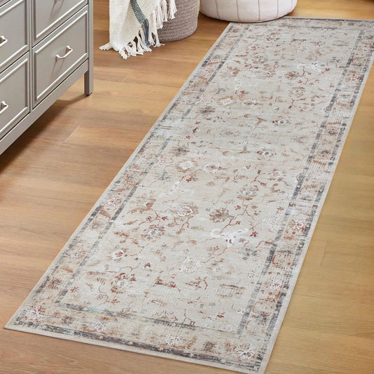 Rutschfester, maschinenwaschbarer Teppich oder Läufer für den Innenbereich mit hochwertigem Schwanenmotiv und Blumenmuster
