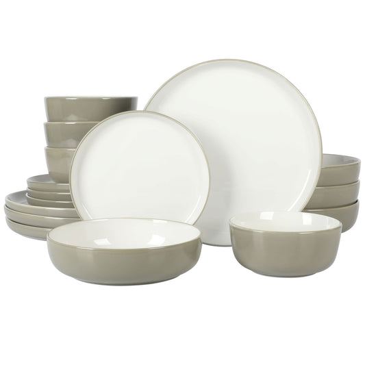 Sur La Table Kitchen Essentials 16-teiliges zweifarbiges Porzellan-Geschirrset