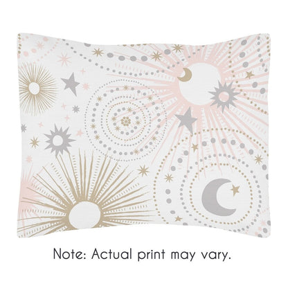 Sweet Jojo Designs – 5-teiliges Bettdeckenset in Kleinkindgröße mit Stern und Mond, Celestial Collection, für Mädchen in Blush Pink, Gold und Grau