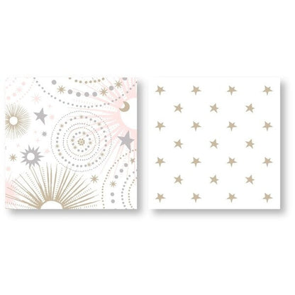 Sweet Jojo Designs – 5-teiliges Bettdeckenset in Kleinkindgröße mit Stern und Mond, Celestial Collection, für Mädchen in Blush Pink, Gold und Grau