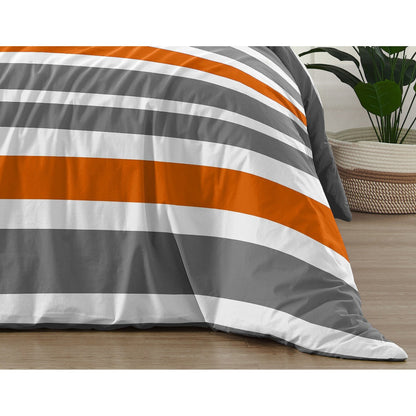 Sweet Jojo Designs 2-teiliges Twin-Bettdeckenset mit orange-grauen Streifen