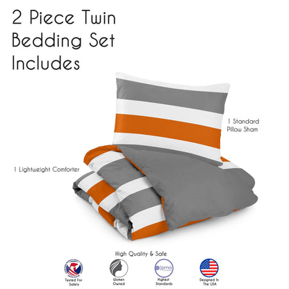 Sweet Jojo Designs 2-teiliges Twin-Bettdeckenset mit orange-grauen Streifen