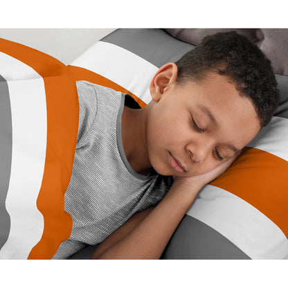 Sweet Jojo Designs 2-teiliges Twin-Bettdeckenset mit orange-grauen Streifen