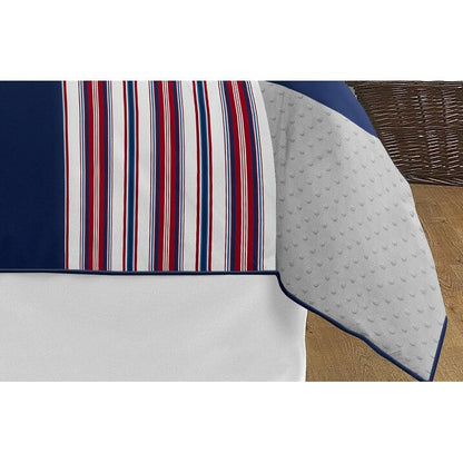 Sweet Jojo Designs 3-teiliges Bettdeckenset für Jungen in Full-/Queen-Size mit Baseball-Patch, Sportkollektion, Rot, Weiß und Blau