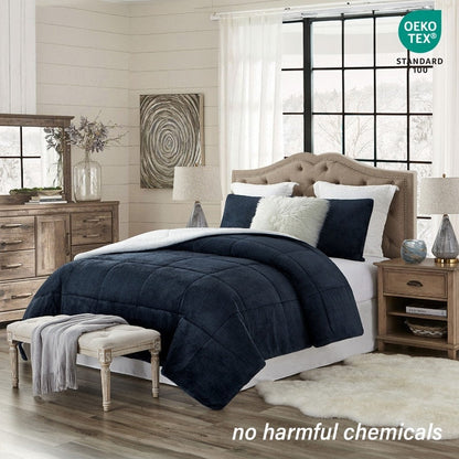 Swift Home Luxuriöses, wendbares Hochflor-Bettdeckenset aus Plüsch und Sherpa
