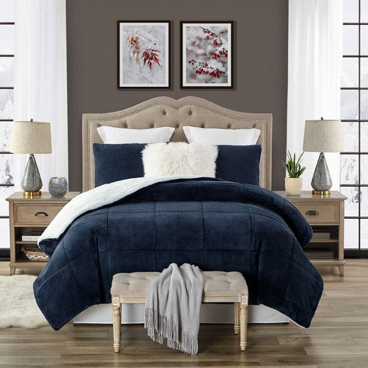 Swift Home Luxuriöses, wendbares Hochflor-Bettdeckenset aus Plüsch und Sherpa