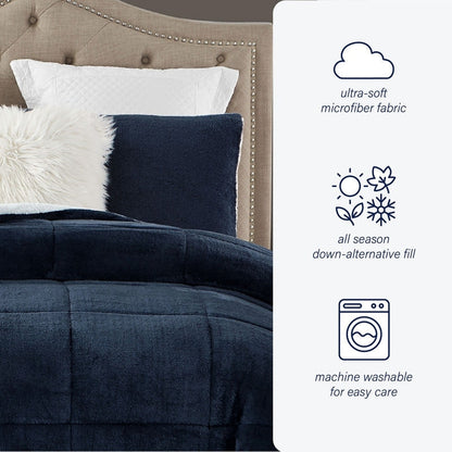Swift Home Luxuriöses, wendbares Hochflor-Bettdeckenset aus Plüsch und Sherpa