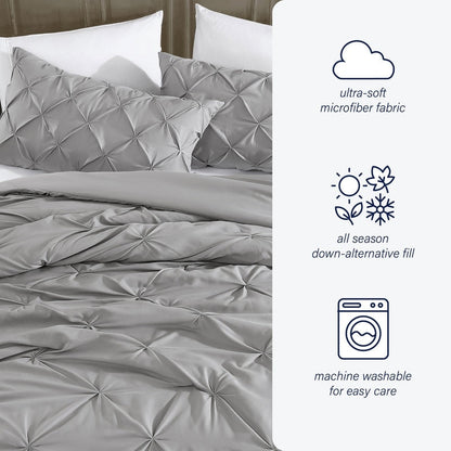 Swift Home Modernes 3-teiliges Bettwäsche-Set aus ultraweicher Mikrofaser mit Biesen