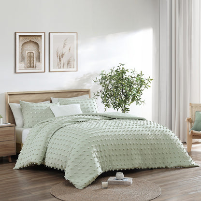 Swift Home Ultraweiches 3-teiliges Mikrofaser-Bettwäscheset mit Pom Pom