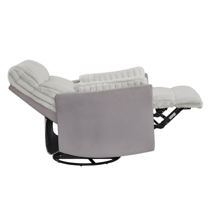 Swivel Recliner Chair with 360° Rotation and Manual Recline - Wide Plush Seat, Pillow-Top Arms, Pocket/Sinuous Springs