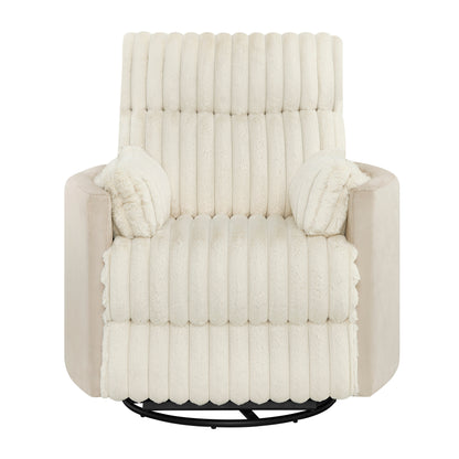 Swivel Recliner Chair with 360° Rotation and Manual Recline - Wide Plush Seat, Pillow-Top Arms, Pocket/Sinuous Springs