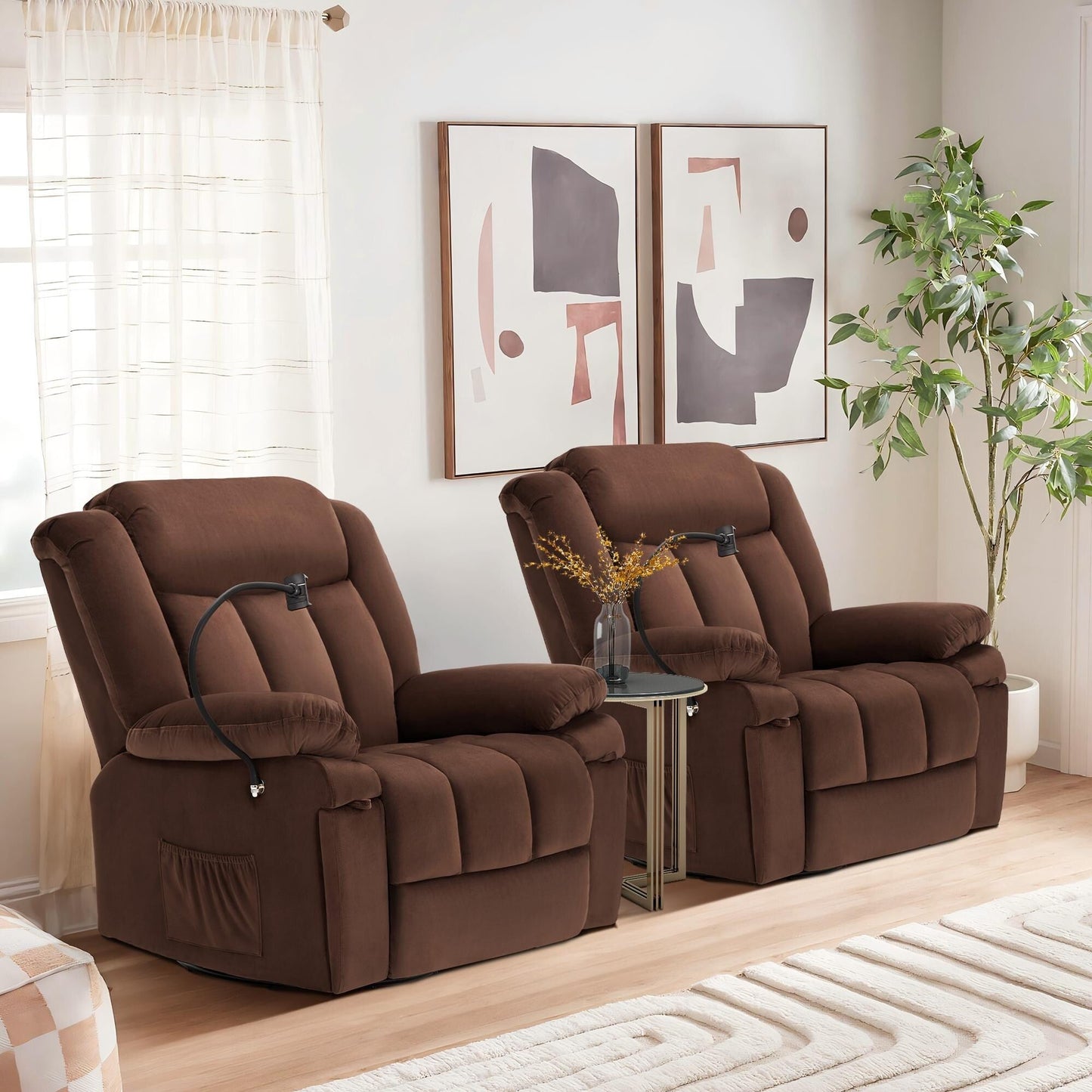 Swivel Rocking Recliner with Massage, Heating, and Phone Stand â?Ideal for Living Room, Office, Bedroom