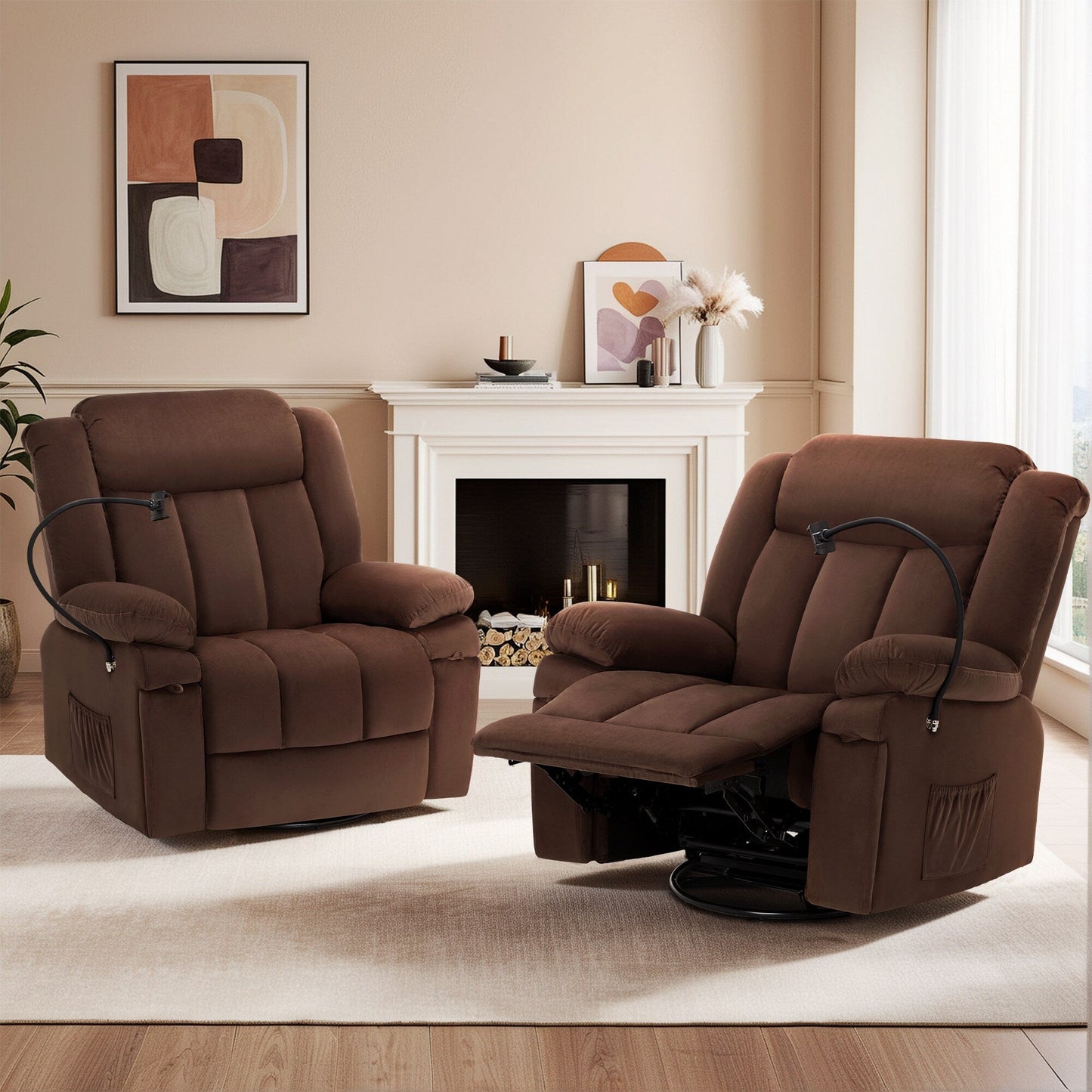 Swivel Rocking Recliner with Massage, Heating, and Phone Stand â?Ideal for Living Room, Office, Bedroom