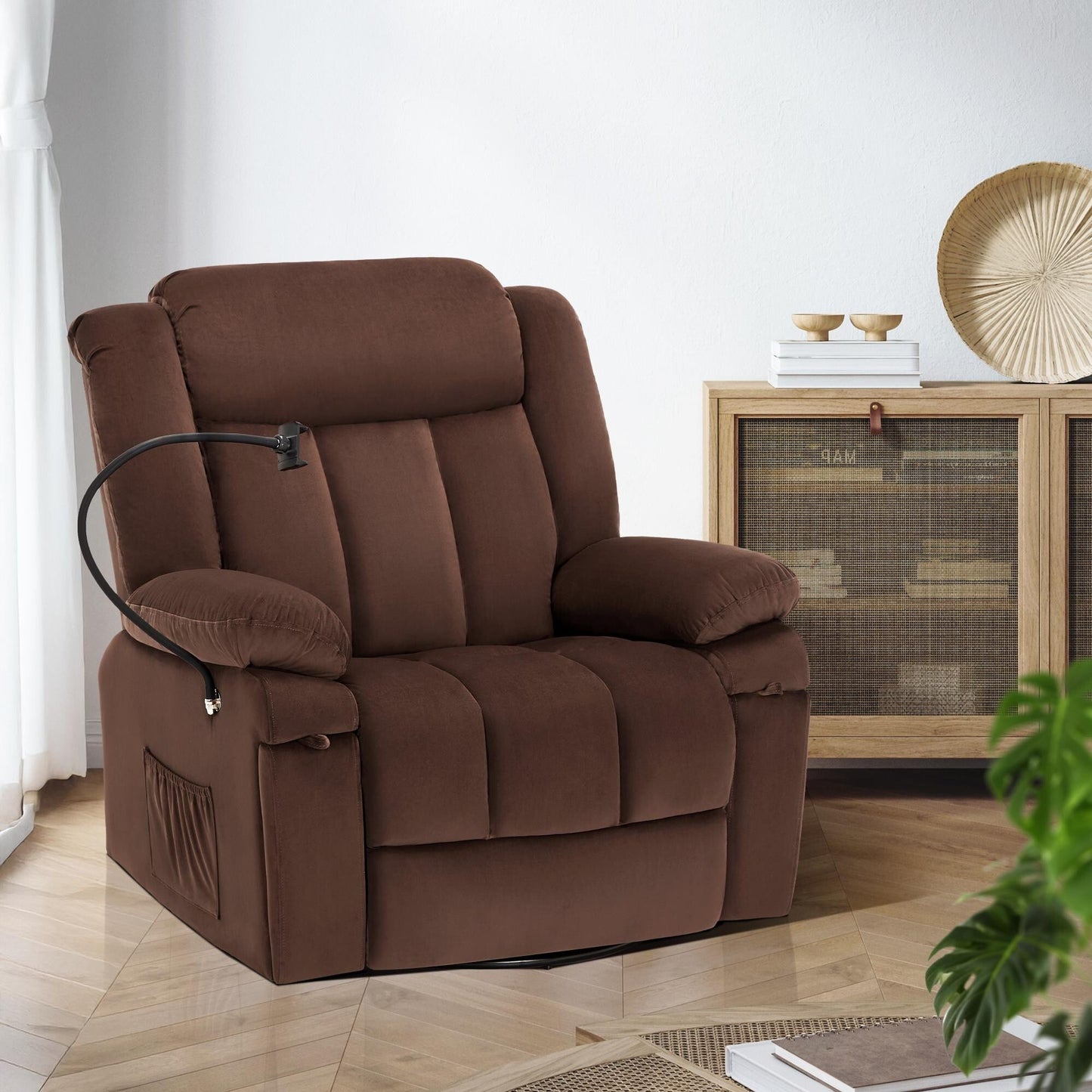 Swivel Rocking Recliner with Massage, Heating, and Phone Stand â?Ideal for Living Room, Office, Bedroom
