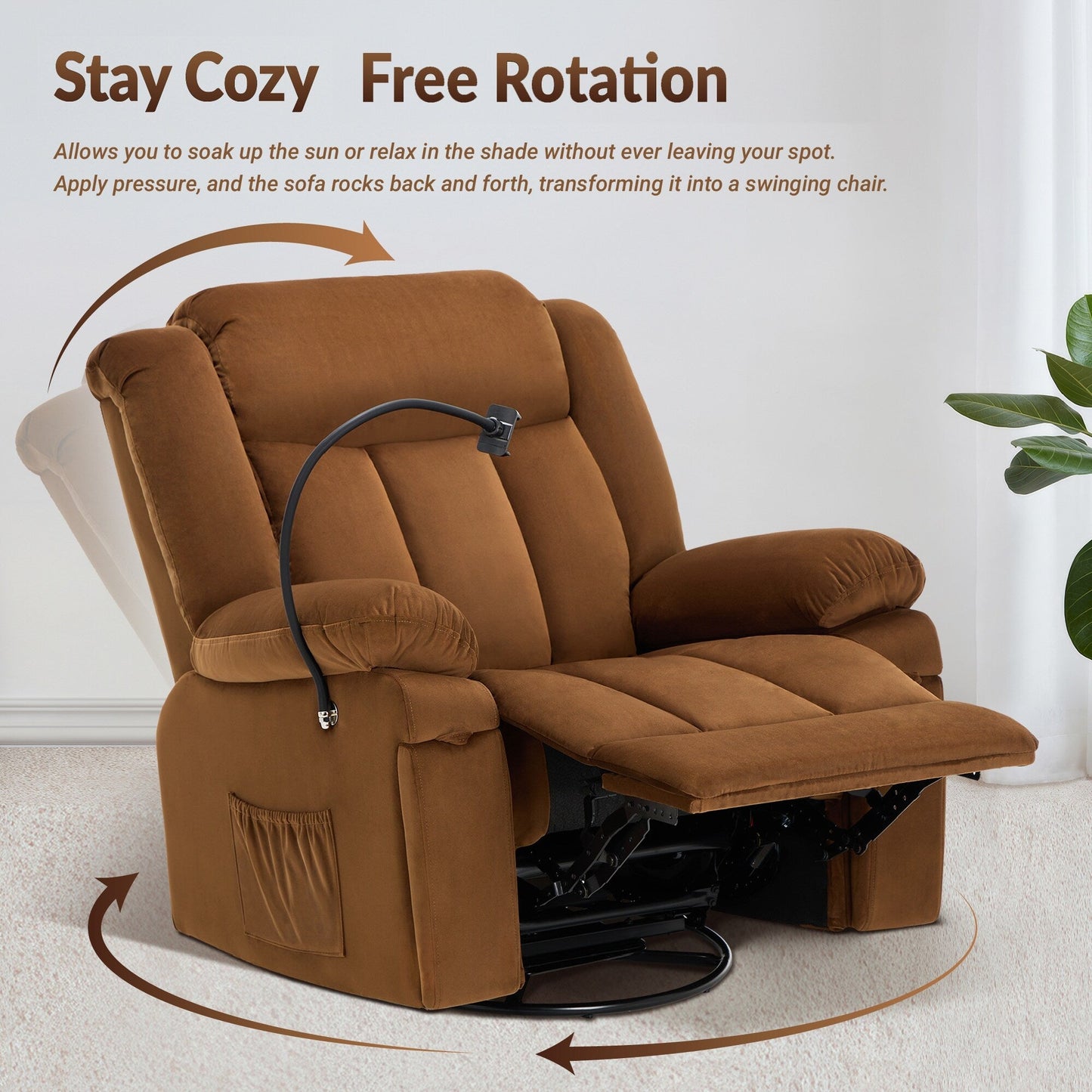 Swivel Rocking Recliner with Massage, Heating, and Phone Stand â?Ideal for Living Room, Office, Bedroom
